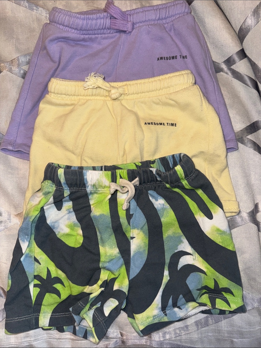 Zara boy sweat shorts- Purple, Yellow & Tropical Green
